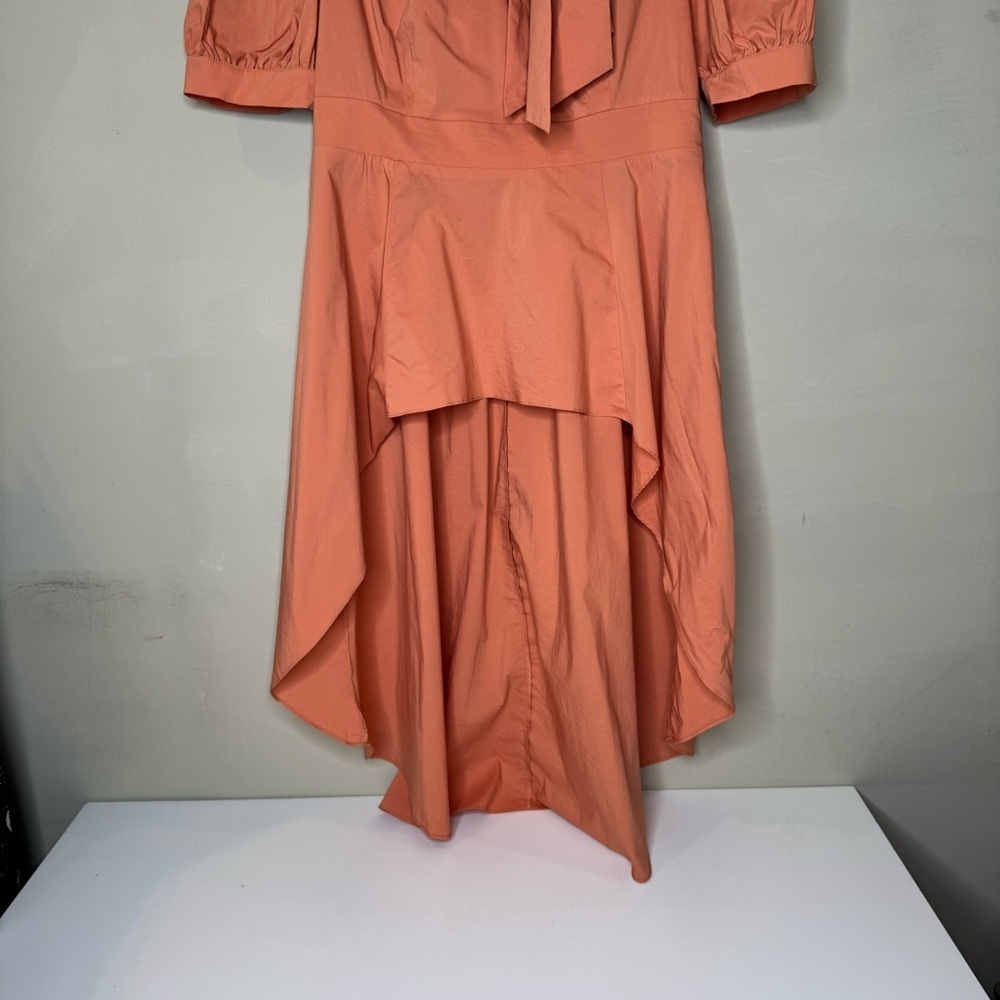 New York & Co High-Low Salmon Top w/ Bow and Puff Sleeves Size XL - Picture 4 of 11